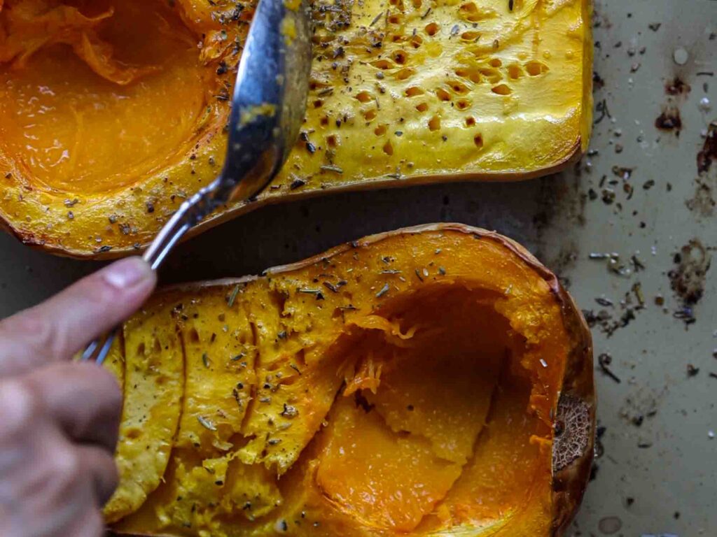 top down shot of roasted butternut